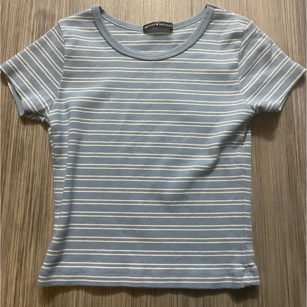 blue and white baby tee